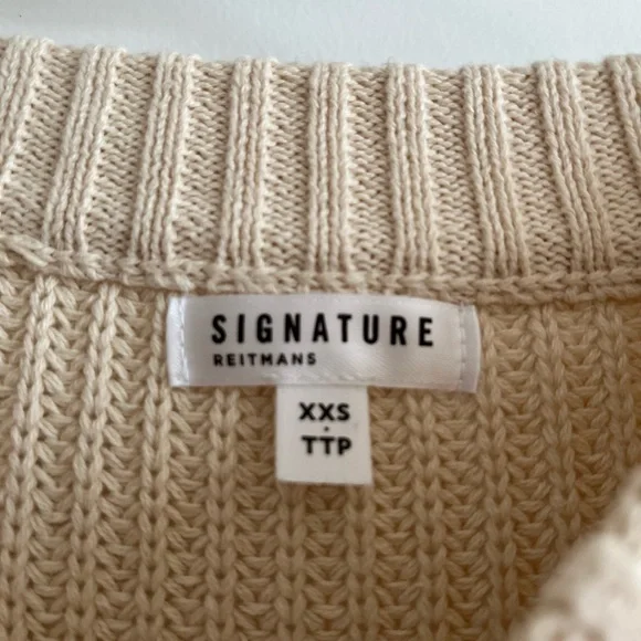 Cream Ribbed Women's Sweater - Picture 3 of 5